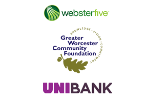 Image of Logos for Webster Five, Greater Worcester Community Foundation and Unibank