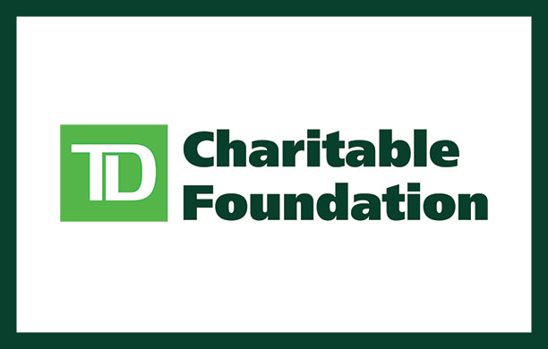 Logo for TD Charitable Foundation inside a green rectangle. 